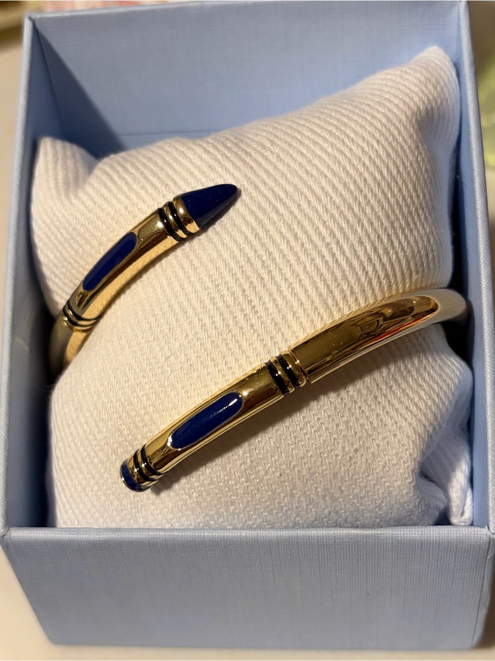 True to Form Gold-Tone Blue Crayon Cuff Bracelet